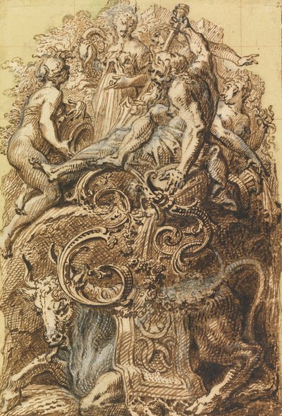 Entwurf für beleuchtetes Initial F von Gilles Marie Oppenord